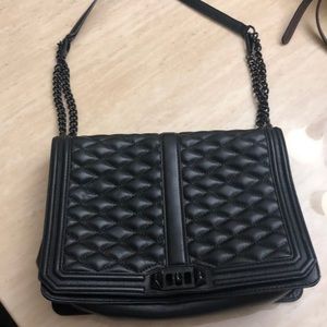 Rebecca minkoff chevron love crossbody bag black